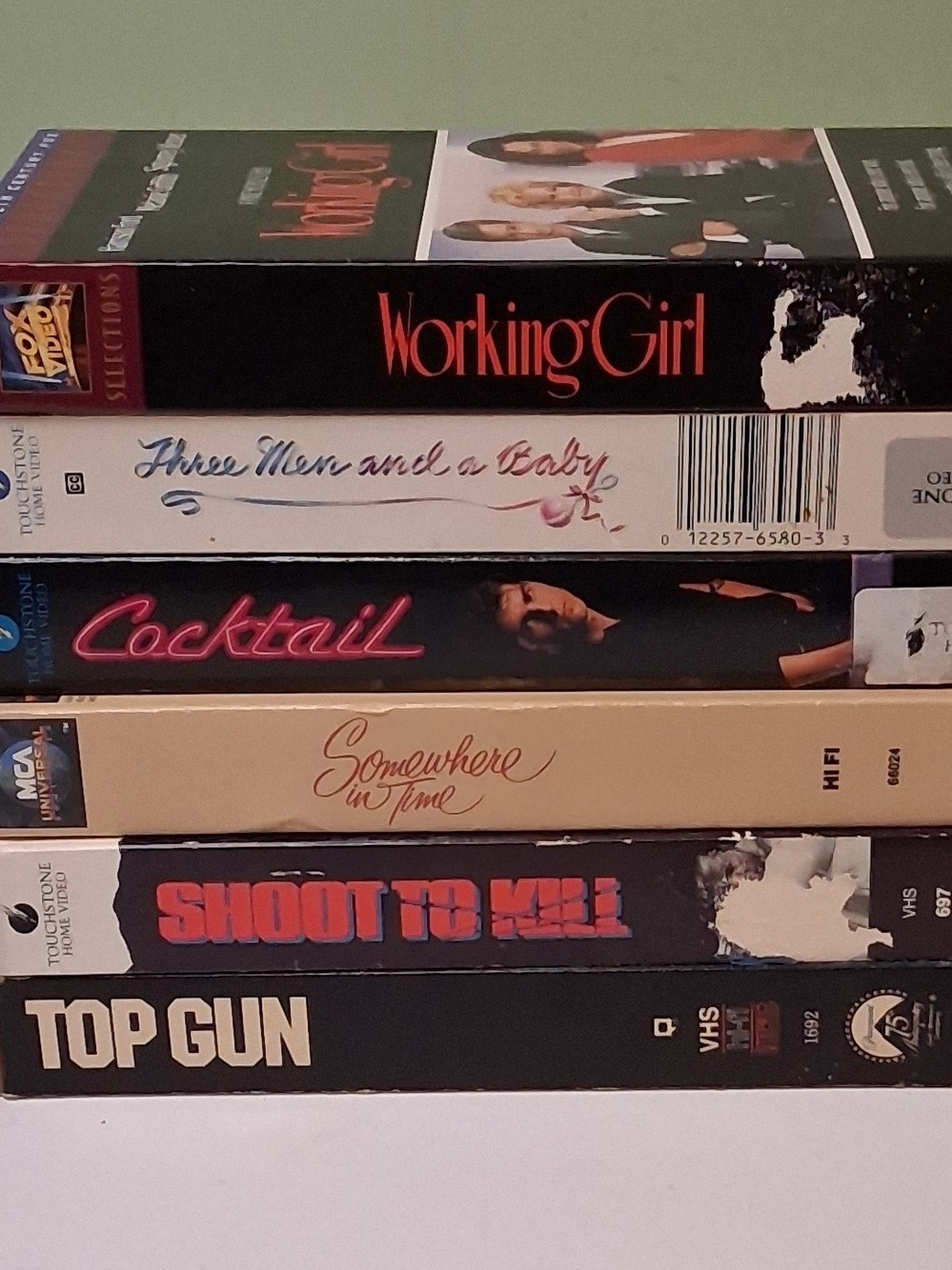 Vintage 80s Movie VHS Lot Working Girl Top Gun Cocktail Somewhere In Time 6 Tape